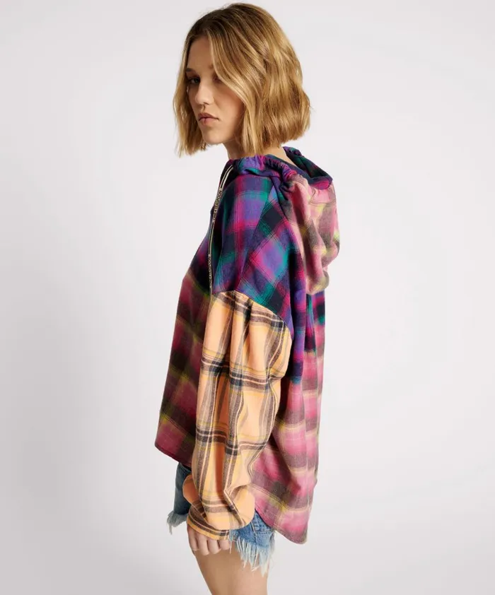 MIXED FLANNEL HOODED SHIRT Women One Teaspoon Shirts MIXED FLANNEL HOODED SHIRT Women One Teaspoon Shirts