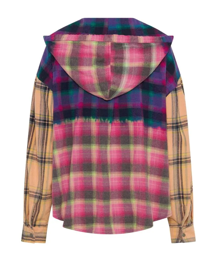 MIXED FLANNEL HOODED SHIRT Women One Teaspoon Shirts MIXED FLANNEL HOODED SHIRT Women One Teaspoon Shirts