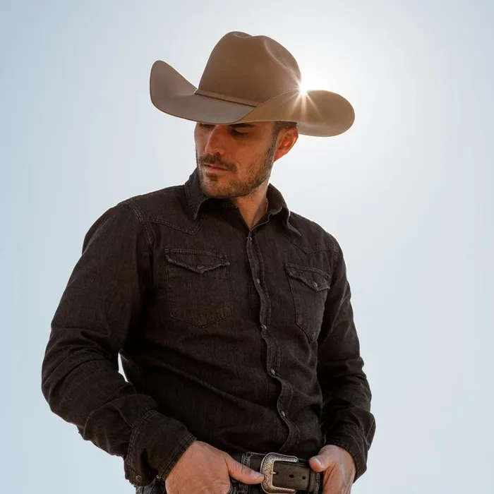 Modern Denim Western Shirt Black Men Stetson Denim Shirts