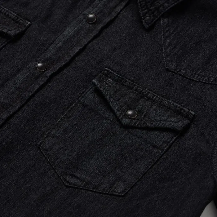 Modern Denim Western Shirt Black Men Stetson Denim Shirts