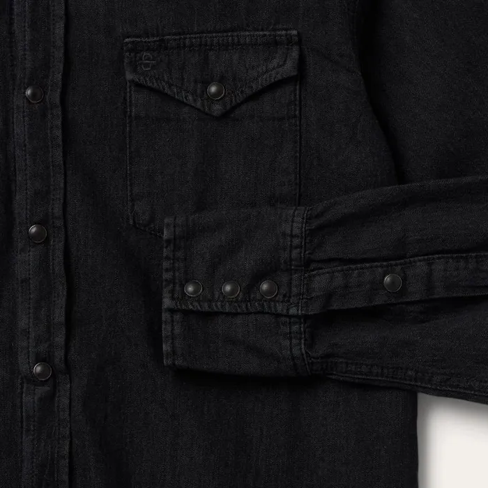 Modern Denim Western Shirt Black Men Stetson Denim Shirts