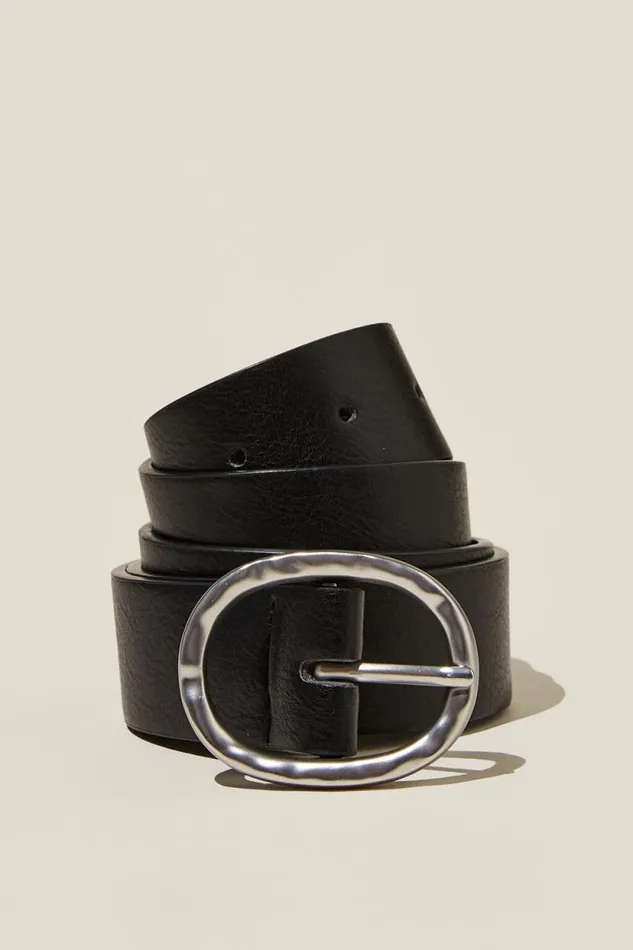 Molten Buckle Belt Blackbrushed Silver Women Cotton On Bags and Belts