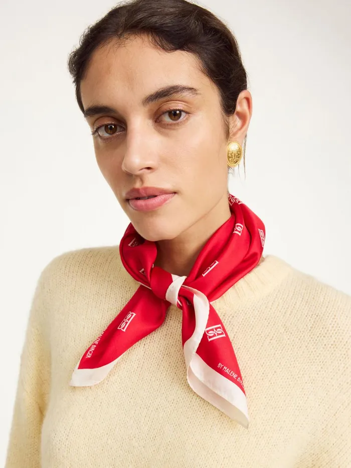 Monnis Silk Scarf Dark Chilli Women By Malene Birger Scarves