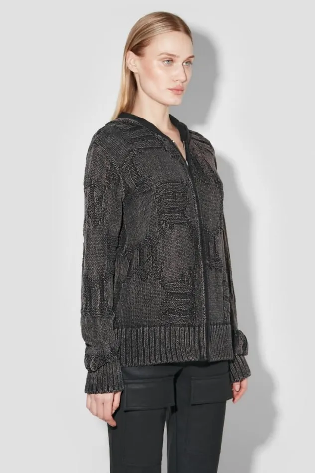 Monogram Knitted Hoodie Black Women MISBHV Knitwear