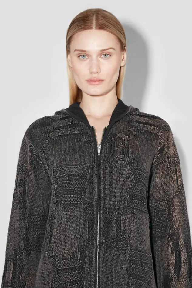 Monogram Knitted Hoodie Black Women MISBHV Knitwear