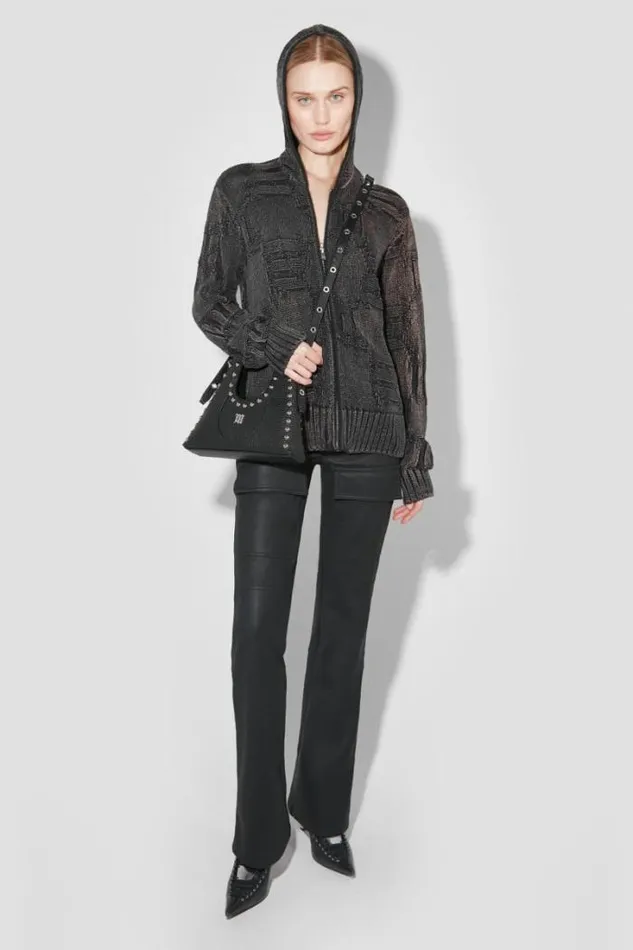 Monogram Knitted Hoodie Black Women MISBHV Knitwear