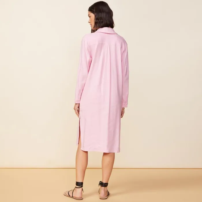 MONROW DRESSES Linen Shirt Dress Bubble Gum 8211 Shop