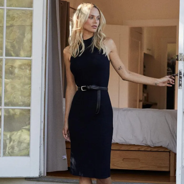 MONROW DRESSES Rib Tank Dress Blue Black 8211 Shop