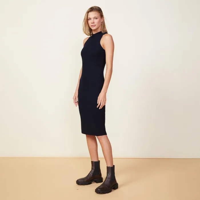 MONROW DRESSES Rib Tank Dress Blue Black 8211 Shop
