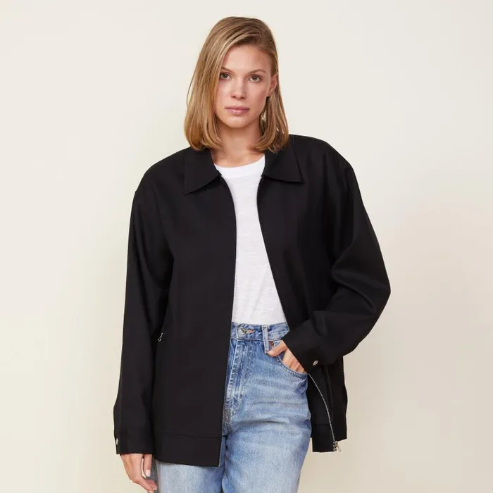 MONROW JACKETS Canvas Oversized Moto Jacket Black 8211 Shop