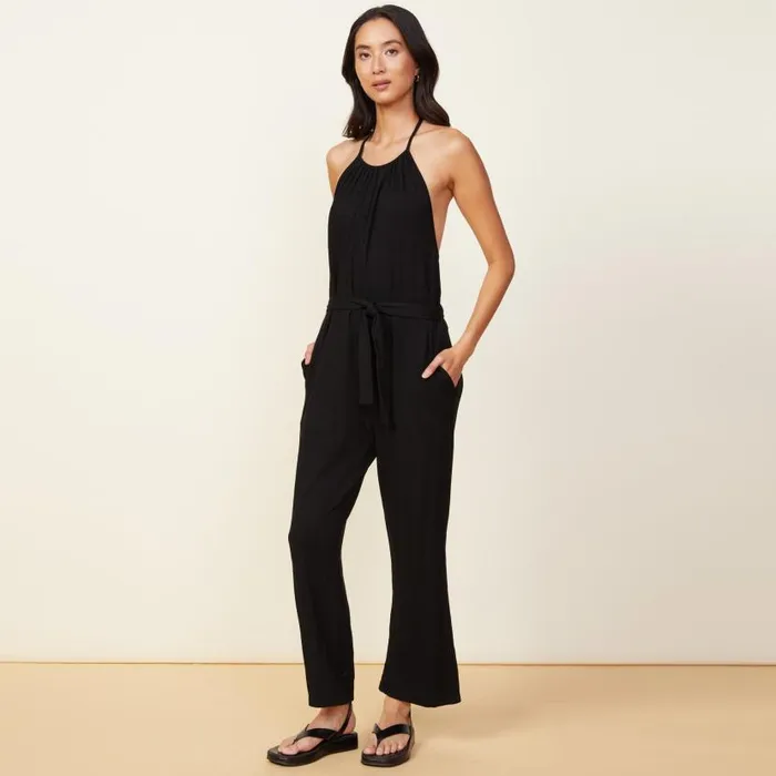 MONROW JUMPSUITS Supersoft Halter Jumpsuit Black 8211 Shop