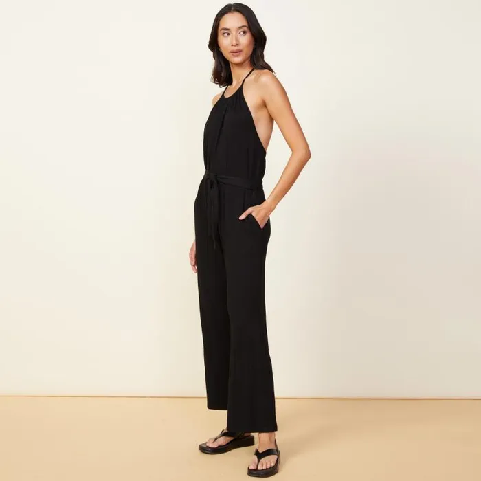 MONROW JUMPSUITS Supersoft Halter Jumpsuit Black 8211 Shop
