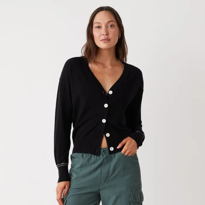 MONROW KNITS Light Soft Knit Cardigan Black 8211 Shop