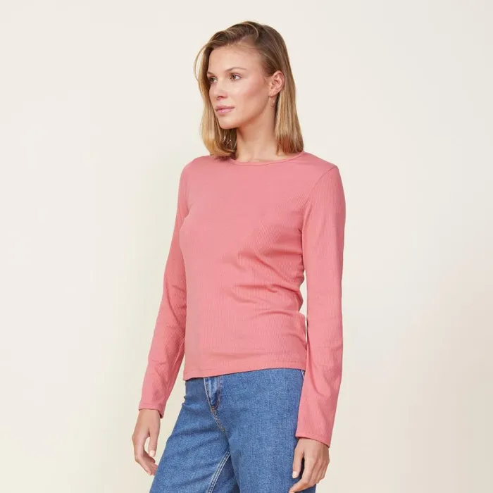 MONROW LONG SLEEVE Needle Rib Long Sleeve Crew Faded Rose 8211 Shop
