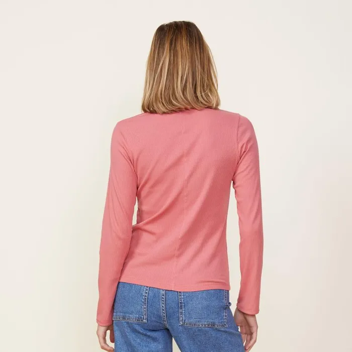 MONROW LONG SLEEVE Needle Rib Long Sleeve Crew Faded Rose 8211 Shop