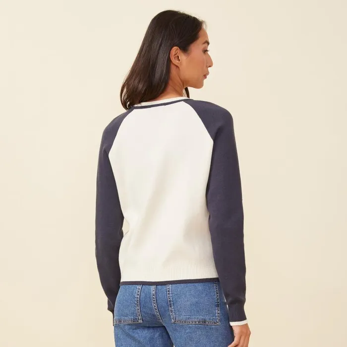 MONROW LONG SLEEVE Soft Knit Colorblock Raglan Ivoryblue Black 8211 Shop