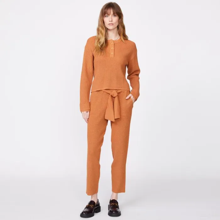 MONROW LONG SLEEVE Supersoft Sweater Knit Henley Top Nugget 8211 Shop