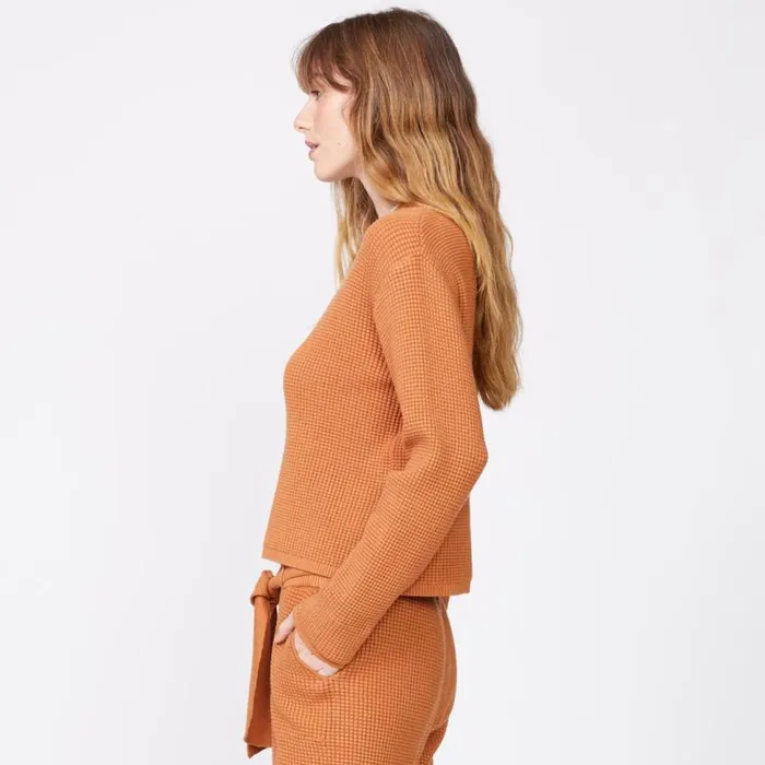 MONROW LONG SLEEVE Supersoft Sweater Knit Henley Top Nugget 8211 Shop