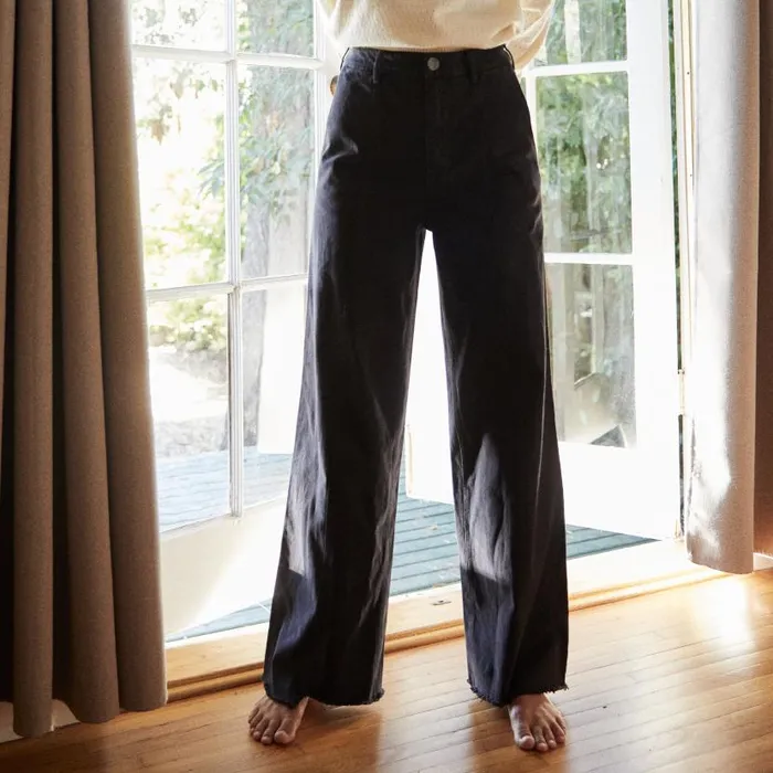 MONROW PANTS Wide Leg Seamed Pants Almost Black 8211 Shop