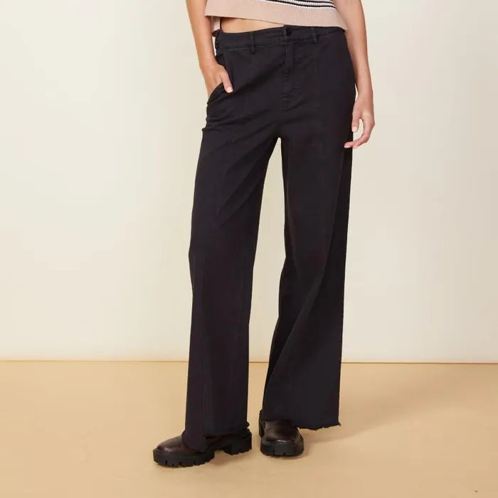 MONROW PANTS Wide Leg Seamed Pants Almost Black 8211 Shop