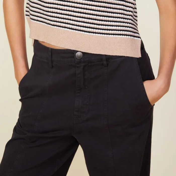 MONROW PANTS Wide Leg Seamed Pants Almost Black 8211 Shop