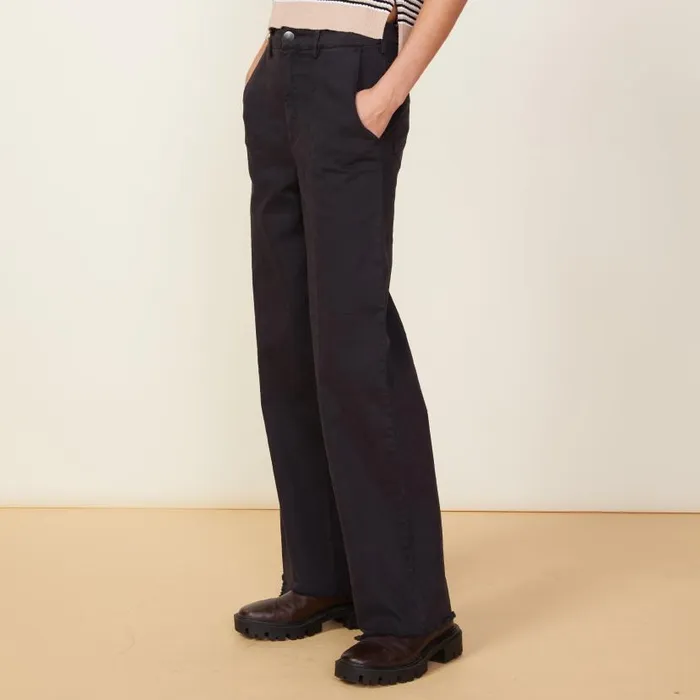 MONROW PANTS Wide Leg Seamed Pants Almost Black 8211 Shop