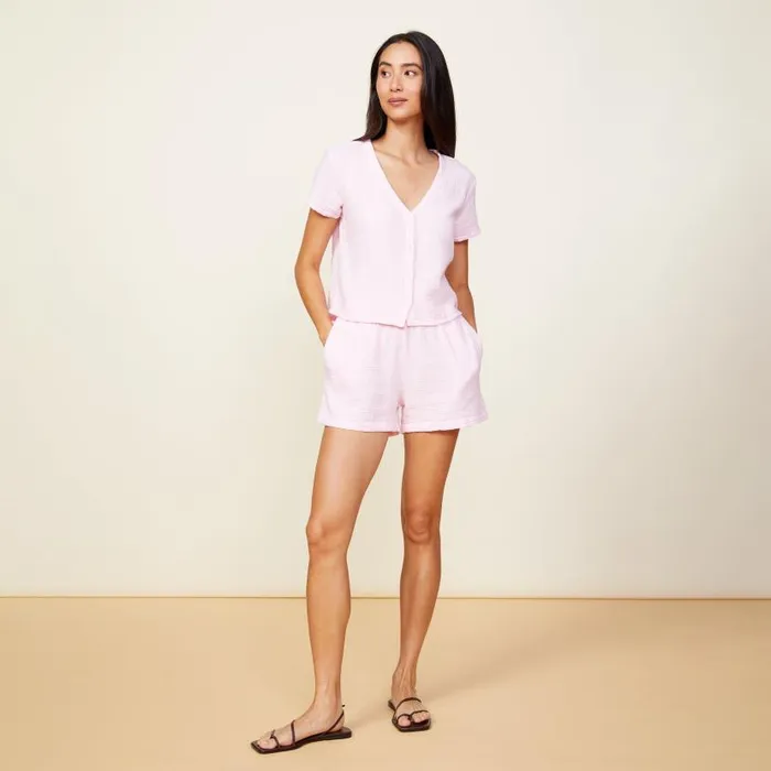 MONROW SHORTS Gauze Flowy Shorts Peony 8211 Shop