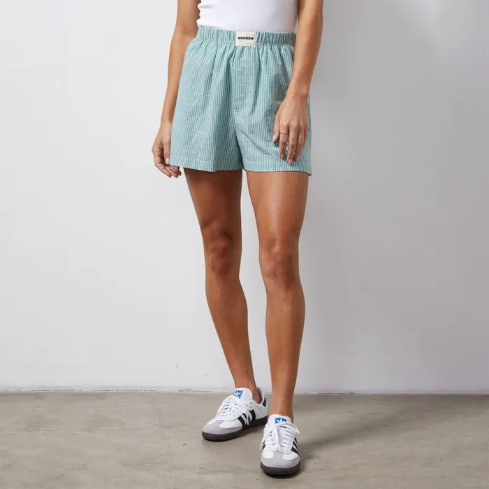 MONROW SHORTS Stripe Poplin Boxer Short Cactus 8211 Shop