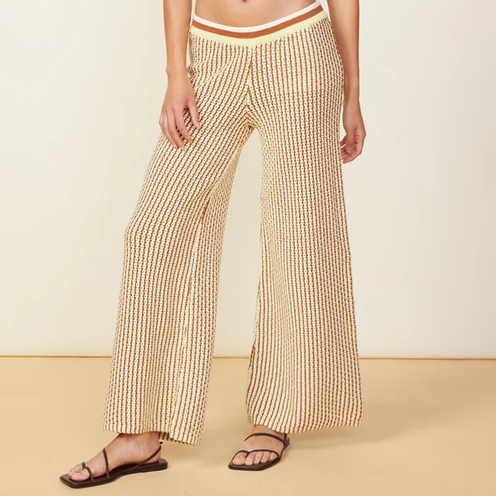 MONROW SWEATS Crochet Sweater Wide Leg Sweat Off Whitefaded Limecoconut 8211 Shop