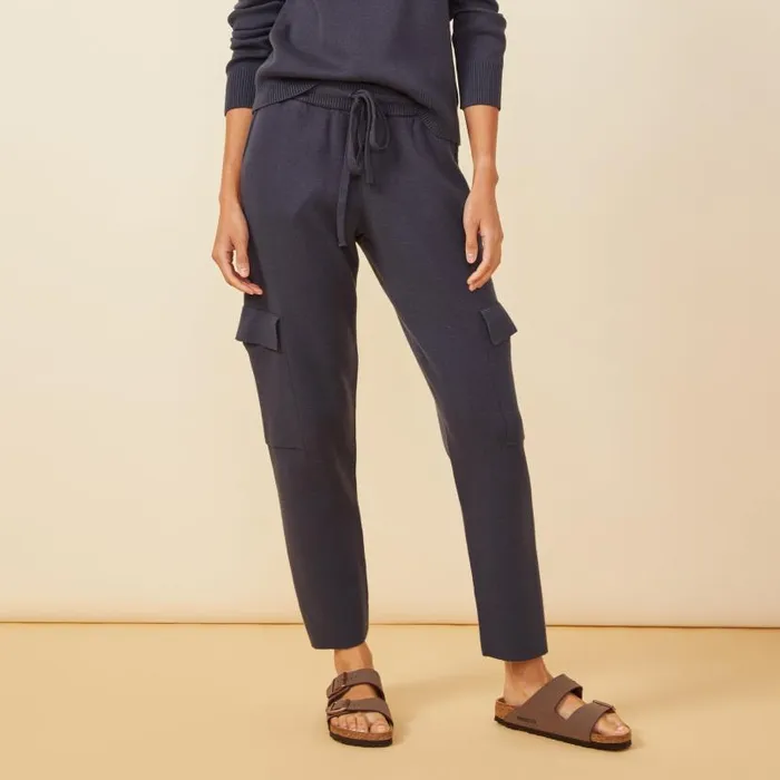 MONROW SWEATS Soft Knit Cargo Jogger Blue Black 8211 Shop