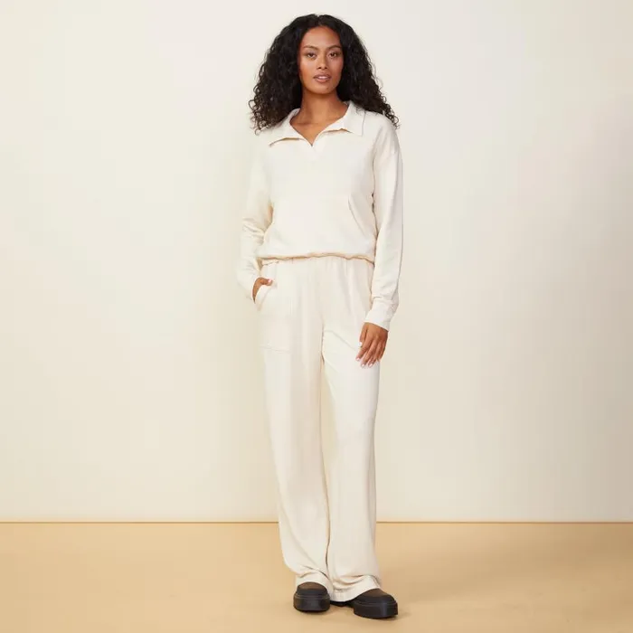 MONROW SWEATS Supersoft Fleece Patch Pocket Sweat Off White 8211 Shop