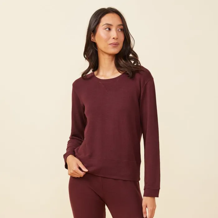MONROW SWEATSHIRTS Supersoft Crew Neck Sweatshirt Merlot 8211 Shop