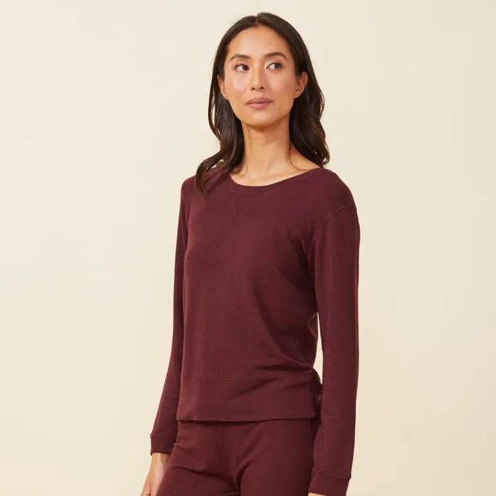 MONROW SWEATSHIRTS Supersoft Crew Neck Sweatshirt Merlot 8211 Shop