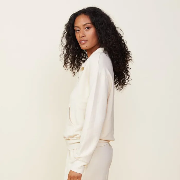 MONROW SWEATSHIRTS Supersoft Fleece Polo Sweatshirt Off White 8211 Shop