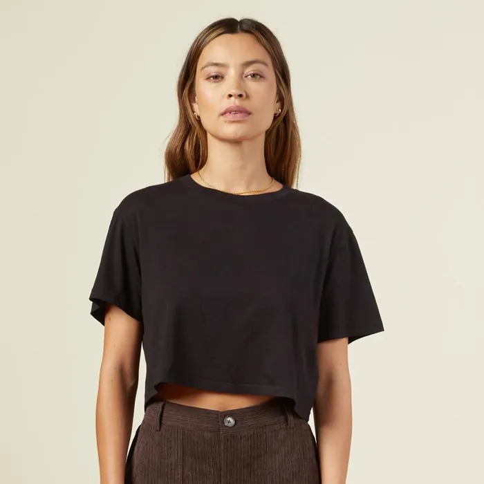 MONROW TEES Cropped ExBoyfriend Crew Black 8211 Shop