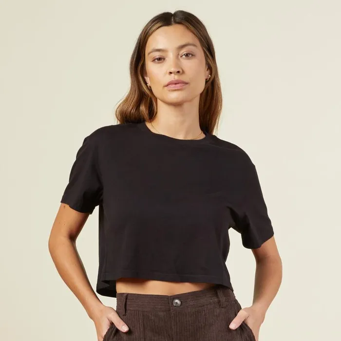 MONROW TEES Cropped ExBoyfriend Crew Black 8211 Shop