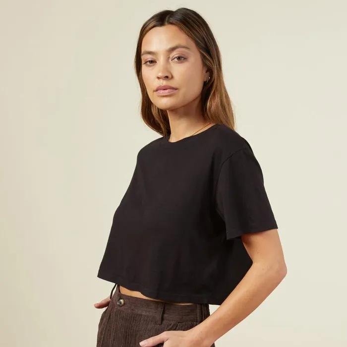MONROW TEES Cropped ExBoyfriend Crew Black 8211 Shop