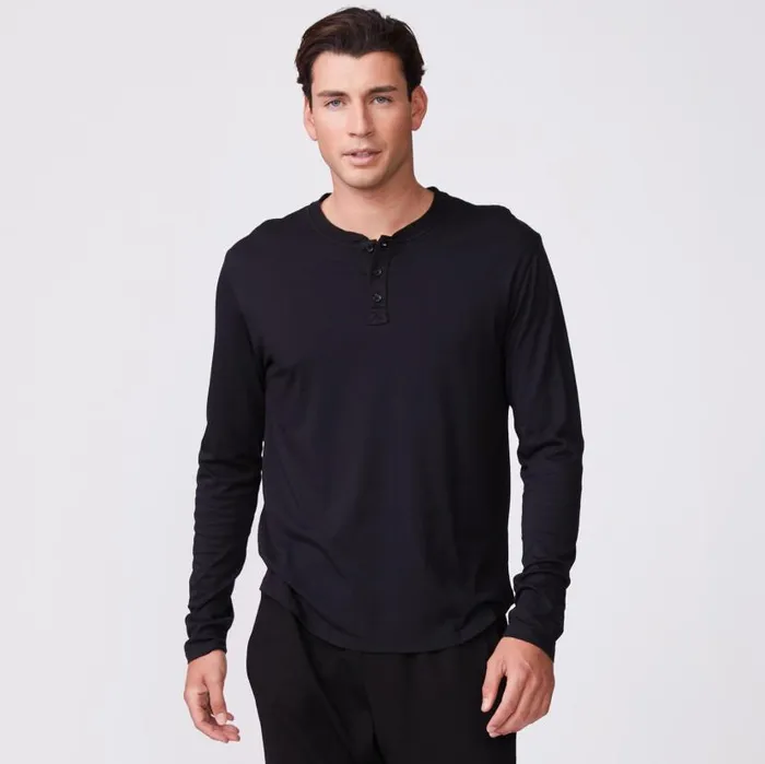MONROW VIEW ALL Long Sleeve Henley Black 8211 Shop
