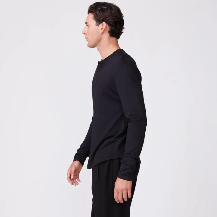MONROW VIEW ALL Long Sleeve Henley Black 8211 Shop