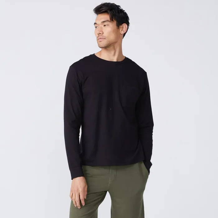 MONROW VIEW ALL Long Sleeve Pocket Crew Black 8211 Shop