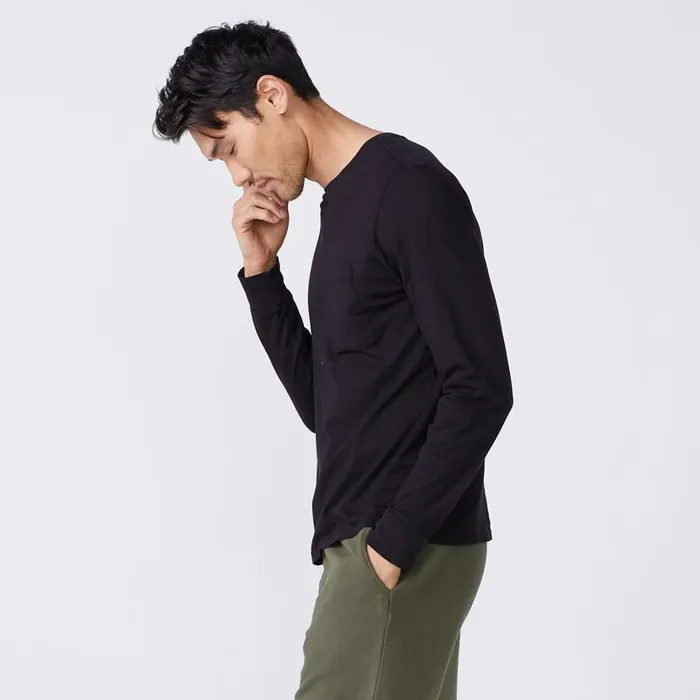 MONROW VIEW ALL Long Sleeve Pocket Crew Black 8211 Shop