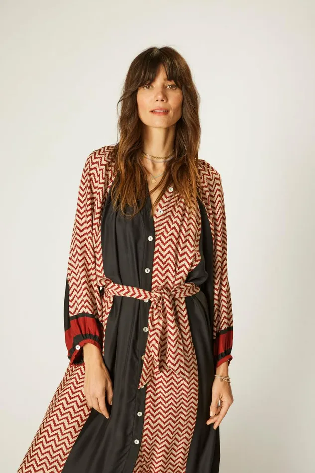 Natalie Martin ALEX MIDI Block Zigzag Noire Shop Dresses