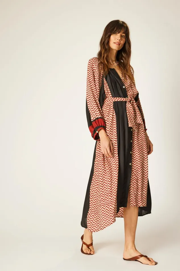 Natalie Martin ALEX MIDI Block Zigzag Noire Shop Dresses