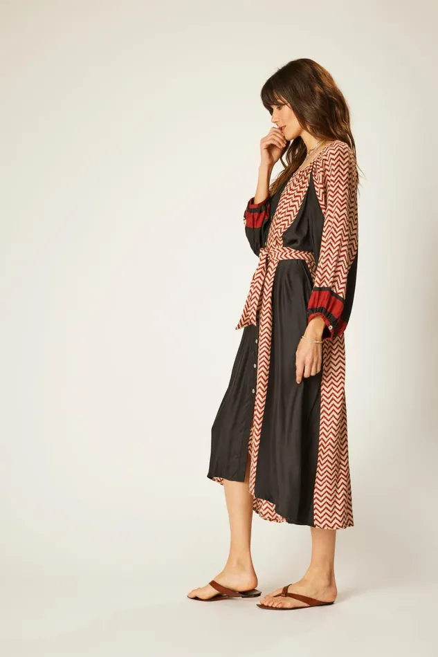 Natalie Martin ALEX MIDI Block Zigzag Noire Shop Dresses