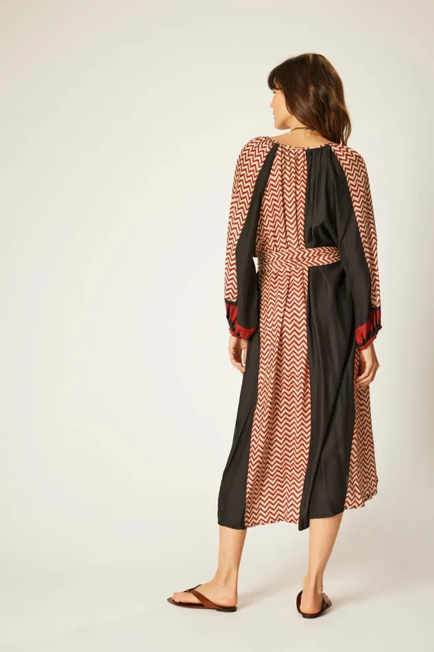 Natalie Martin ALEX MIDI Block Zigzag Noire Shop Dresses