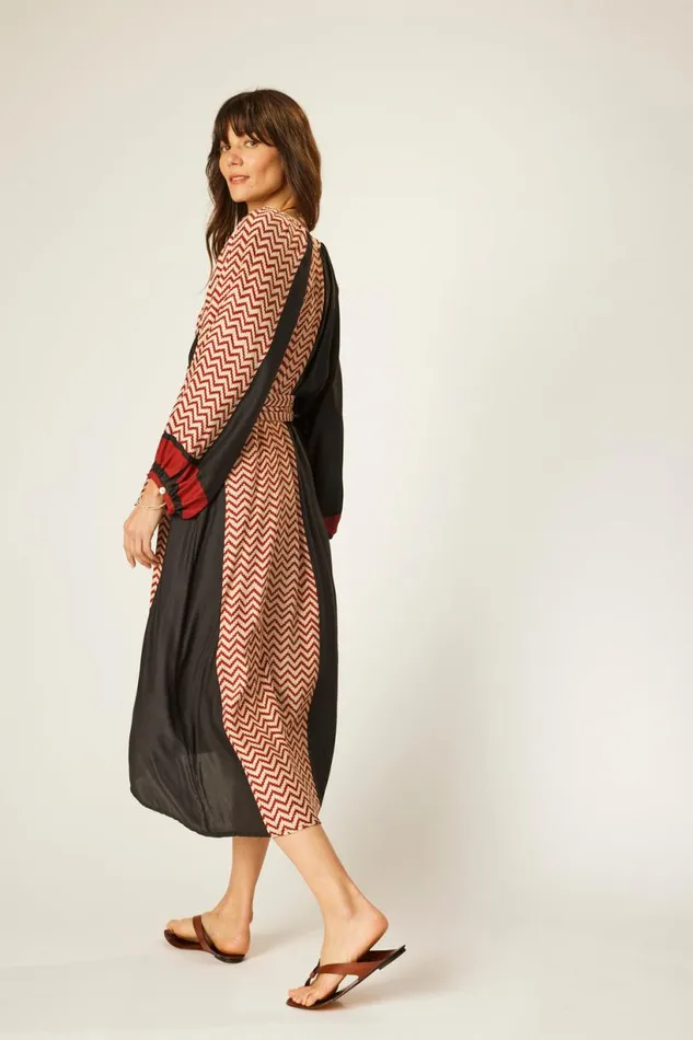 Natalie Martin ALEX MIDI Block Zigzag Noire Shop Dresses