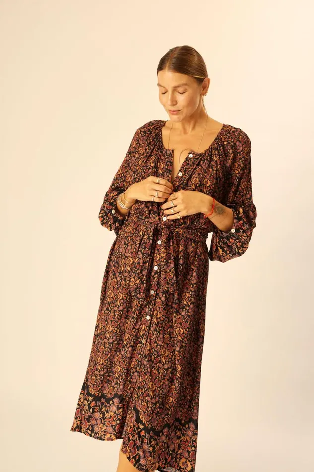 Natalie Martin ALEX MIDI Petite Fleur Noire Shop Dresses