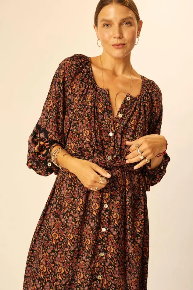 Natalie Martin ALEX MIDI Petite Fleur Noire Shop Dresses