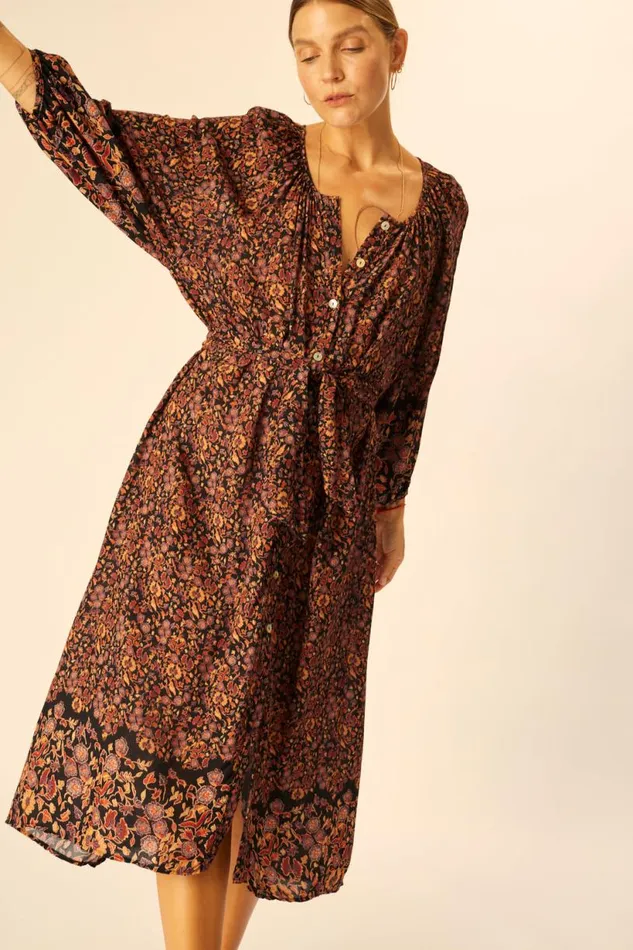 Natalie Martin ALEX MIDI Petite Fleur Noire Shop Dresses