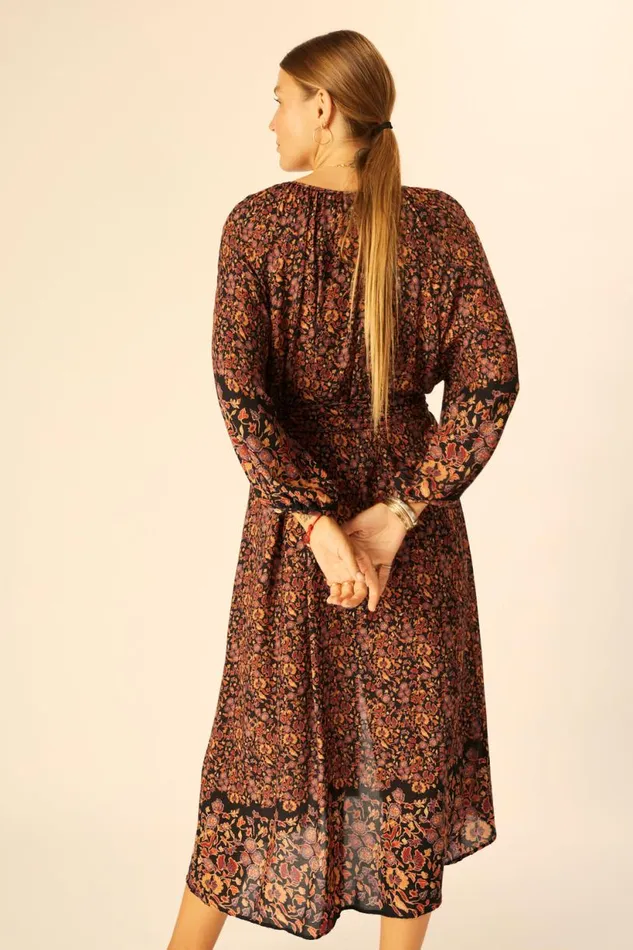 Natalie Martin ALEX MIDI Petite Fleur Noire Shop Dresses